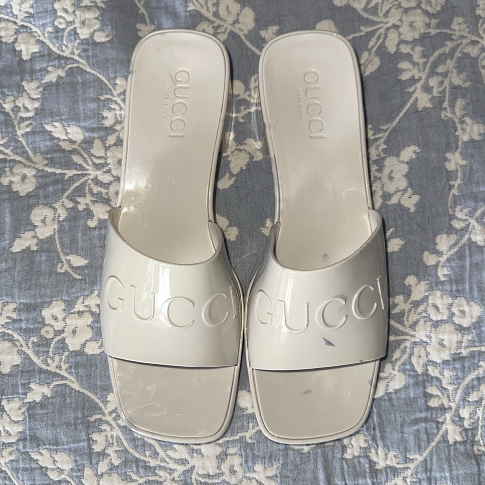 Gucci Rubber Jelly Heels Slides
